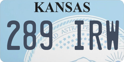 KS license plate 289IRW