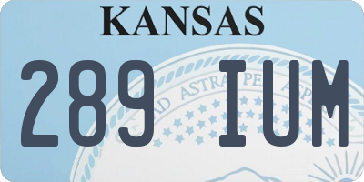 KS license plate 289IUM