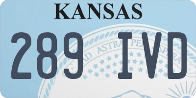 KS license plate 289IVD