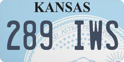 KS license plate 289IWS