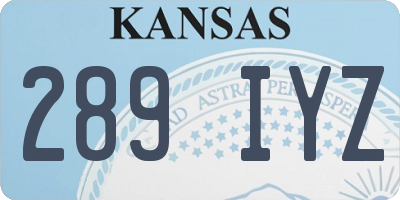 KS license plate 289IYZ