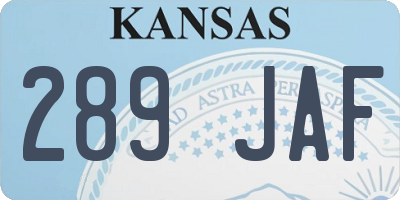 KS license plate 289JAF
