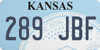 KS license plate 289JBF