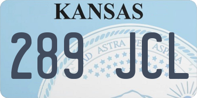 KS license plate 289JCL