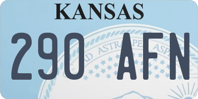 KS license plate 290AFN