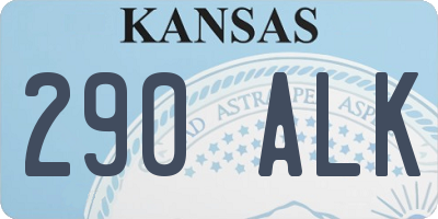 KS license plate 290ALK