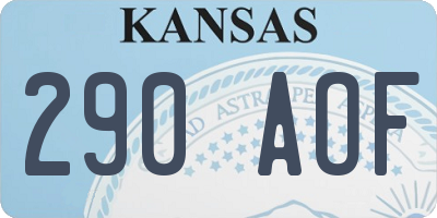 KS license plate 290AOF