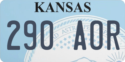 KS license plate 290AOR