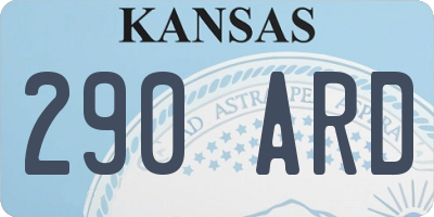KS license plate 290ARD