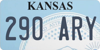 KS license plate 290ARY