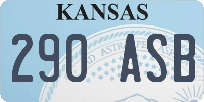 KS license plate 290ASB