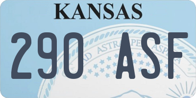 KS license plate 290ASF