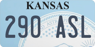 KS license plate 290ASL