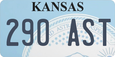 KS license plate 290AST