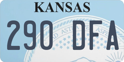 KS license plate 290DFA