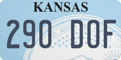 KS license plate 290DOF