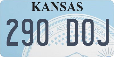 KS license plate 290DOJ