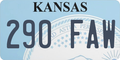 KS license plate 290FAW