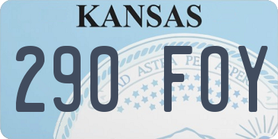KS license plate 290FOY