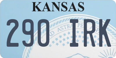 KS license plate 290IRK