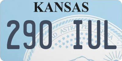 KS license plate 290IUL