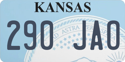 KS license plate 290JAO