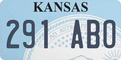 KS license plate 291ABO