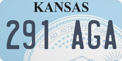 KS license plate 291AGA