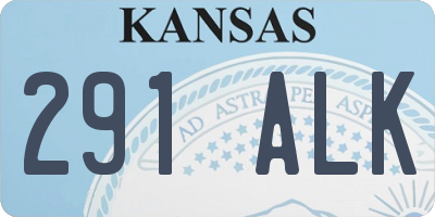 KS license plate 291ALK