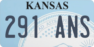 KS license plate 291ANS