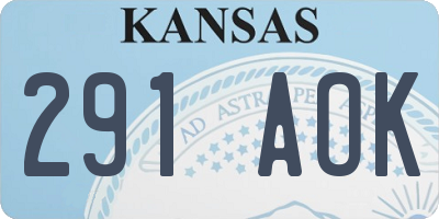 KS license plate 291AOK