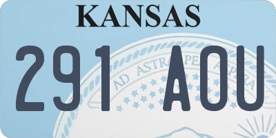 KS license plate 291AOU