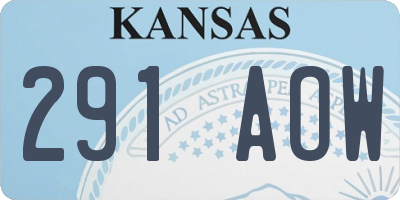 KS license plate 291AOW