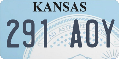 KS license plate 291AOY