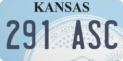 KS license plate 291ASC