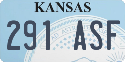 KS license plate 291ASF