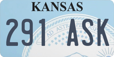 KS license plate 291ASK