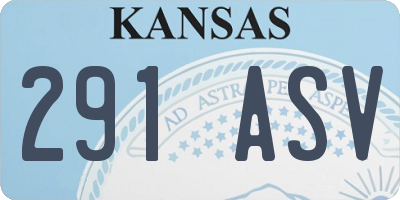 KS license plate 291ASV