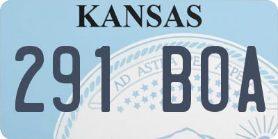 KS license plate 291BOA