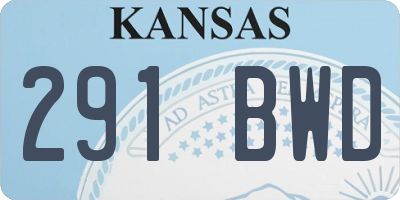 KS license plate 291BWD