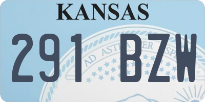 KS license plate 291BZW