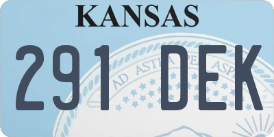 KS license plate 291DEK