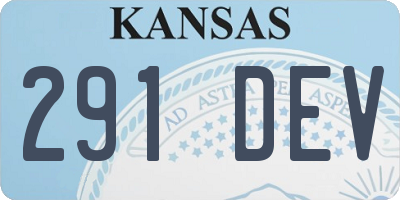 KS license plate 291DEV
