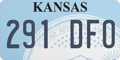 KS license plate 291DFO