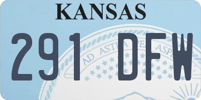 KS license plate 291DFW