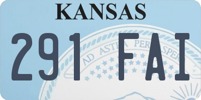 KS license plate 291FAI