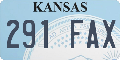 KS license plate 291FAX