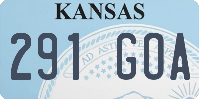 KS license plate 291GOA