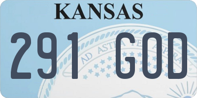 KS license plate 291GOD