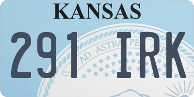 KS license plate 291IRK